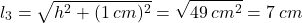 \[l_3=\sqrt{h^2+(1\:cm)^2}=\sqrt{49\:cm^2}=7\:cm\]