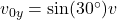 v_{0y}=\sin(30^\circ)v