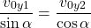 \[{v_{0y1}\over\sin{\alpha}}={v_{0y2}\over\cos\alpha}\]